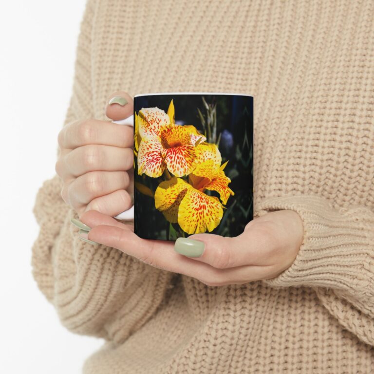 Floral Art Ceramic Mug - Botanical Gift, Coffee Lover's Cup, Home Decor, Unique Kitchenware, Nature Lover's Present